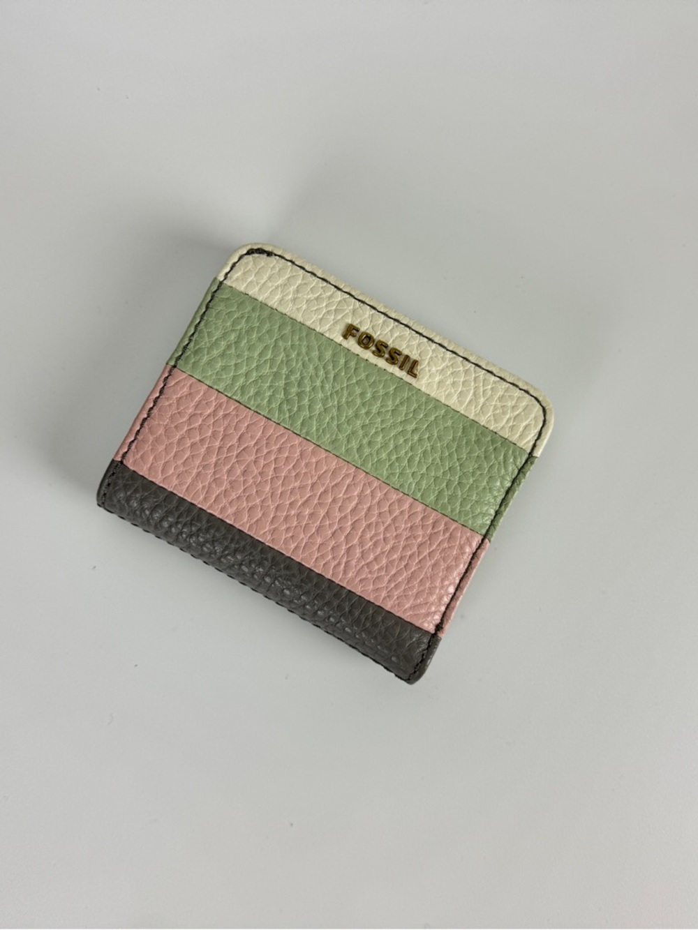 Fossil Striped Leather Card Case Wallet